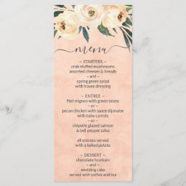 Floral Beige Blush Peach Wedding Menu