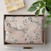 Floral Beige Blush Roze Peach Trouwpapier Tissuepapier (Geschenk)