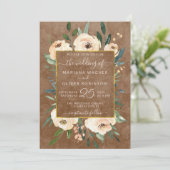 Floral Beige Blush Rozen Gold Brown Wedding Kaart (Staand voorkant)