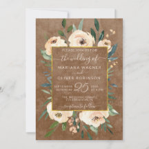 Floral Beige Blush Rozen Gold Brown Wedding