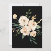 Floral Beige Blush Rozen Gold op Black Weddenschap Kaart (Achterkant)