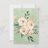 Floral Beige Blush Rozen Gold op Green RSVP Kaartje (Achterkant)