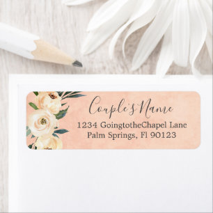 Floral Beige Blush Rozen Gold op Roze Etiket