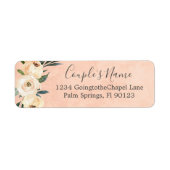 Floral Beige Blush Rozen Gold op Roze Etiket (Voorkant)