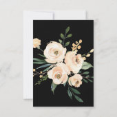 Floral Beige Blush Rozen Gold op zwart RSVP Kaartje (Achterkant)