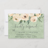 Floral Beige Blush Rozen Gold Sage Green RSVP Bedankkaart (Voorkant)