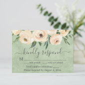 Floral Beige Blush Rozen Gold Sage Green RSVP Bedankkaart (Staand voorkant)
