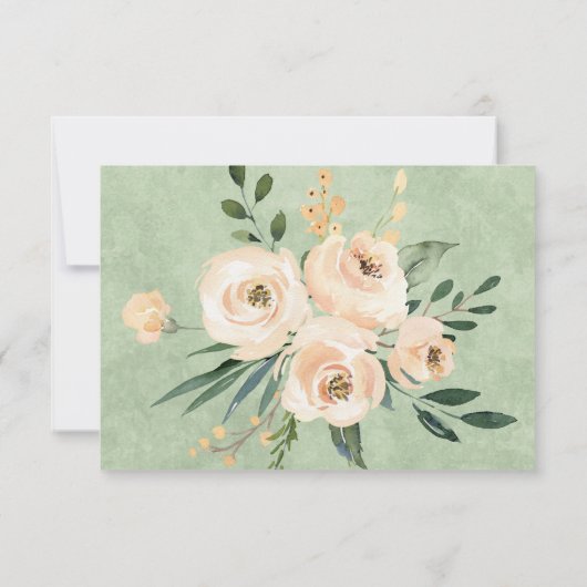 Floral Beige Blush Rozen Gold Sage Green RSVP Bedankkaart (Achterkant)