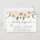 Floral Beige Blush Rozen Gold White RSVP-kaart Bedankkaart (Voorkant)