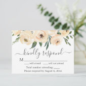 Floral Beige Blush Rozen Gold White RSVP-kaart Bedankkaart (Staand voorkant)