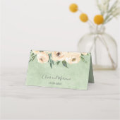 Floral Beige Blush Sage Green Wedding Place Card Plaatskaartje (Achterkant)