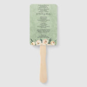 Floral Beige Blush Sage Green Wedding Programme Handwaaier (Achterkant)