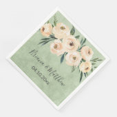 Floral Beige Blush Sage Green Wedding Servet (Hoek)