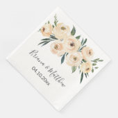 Floral Beige Blush White Wedding Servet (Hoek)