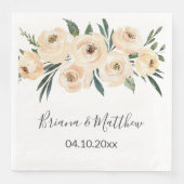 Floral Beige Blush White Wedding Servet (Voorkant)