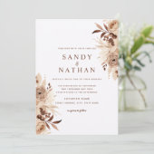 Floral Beige Boho bruiloft uitnodiging (Staand voorkant)