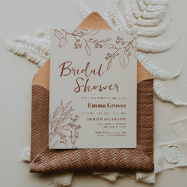 Floral Beige Bridal Shower Kaart