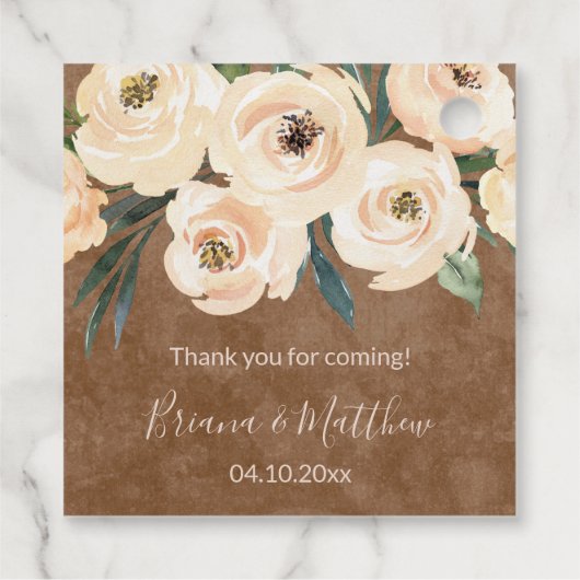 Floral Beige bruiloft Bedankjes Labels (Achterkant)
