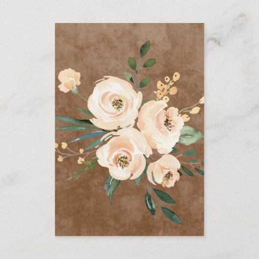 Floral Beige bruiloft details Informatiekaartje (Achterkant)