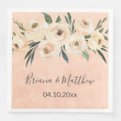 Floral Beige bruiloft Servet (Voorkant)