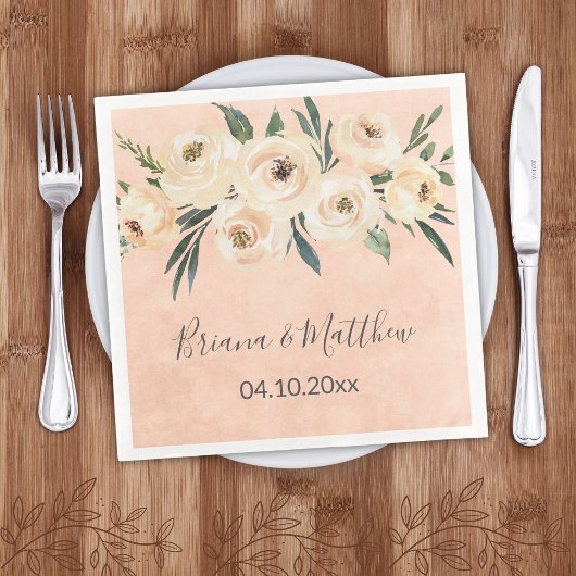 Floral Beige bruiloft Servet