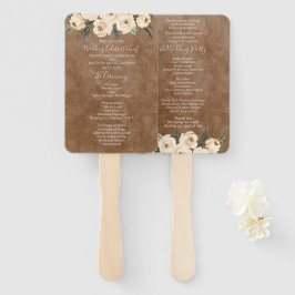 Floral Beige Bruin Trouwprogramma Hand Fan Handwaaier