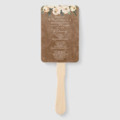Floral Beige Bruin Trouwprogramma Hand Fan Handwaaier (Voorkant)
