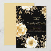 Floral Beige en Black Boho 40e verjaardag Kaart (Voorkant / Achterkant)