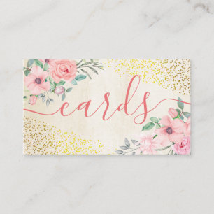 Floral Beige Gold Foil Handmade Cards Scrapbooking Visitekaartje