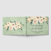 Floral Beige Groene Bruiloft Gastenboek (Volledig)
