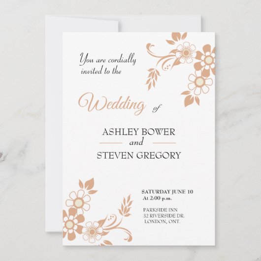 Floral Beige Kaart (Voorkant)