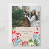 Floral beige kerstfeestkaart feestdagenkaart (Achterkant)