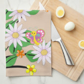 Floral Beige Kitchen Hand Towel Theedoek (Quarter Fold)