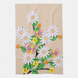 Floral Beige Kitchen Hand Towel Theedoek