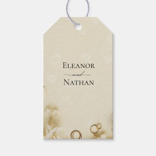 Floral Beige Lente Zomer Huwelijk Cadeaulabel (Voorkant)