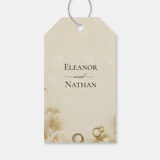 Floral Beige Lente Zomer Huwelijk Cadeaulabel (Achterkant)