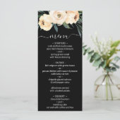 Floral Beige op zwart bruiloft Menu (Staand voorkant)
