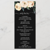 Floral Beige op zwart bruiloft Menu (Voorkant)