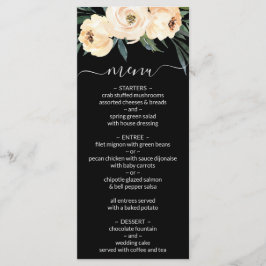 Floral Beige op zwart bruiloft Menu