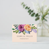 Floral Beige Paarse gele Makeup Artist Visitekaartje (Staand voorkant)