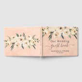Floral Beige Peach bruiloft gastenboek (Volledig)