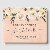 Floral Beige Peach bruiloft gastenboek (Voorkant)