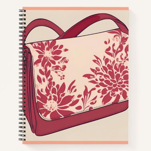 Floral Beige & Red AI kunst Notitieboek (Voorkant)