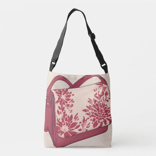 Floral Beige & Red Purse AI kunst Crossbody Tas (Achterkant)