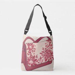 Floral Beige & Red Purse AI kunst Crossbody Tas