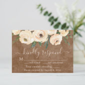 Floral Beige Rozen Gold Brown RSVP Card Bedankkaart (Staand voorkant)
