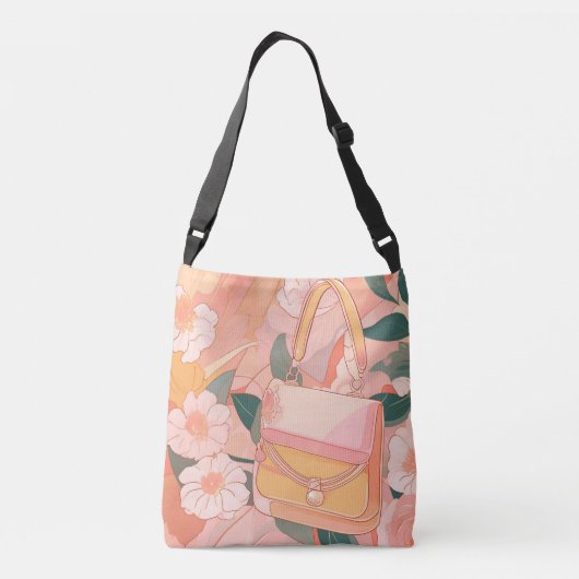 Floral Beige Sand AI art Crossbody Tas (Achterkant)