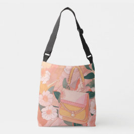 Floral Beige Sand AI art Crossbody Tas