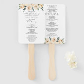 Floral Beige Trouwprogramma Handwaaier (Voorkant en achterkant)