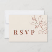 Floral Beige Wedding RSVP QR Code Kaart Notitiekaartje (Voorkant)